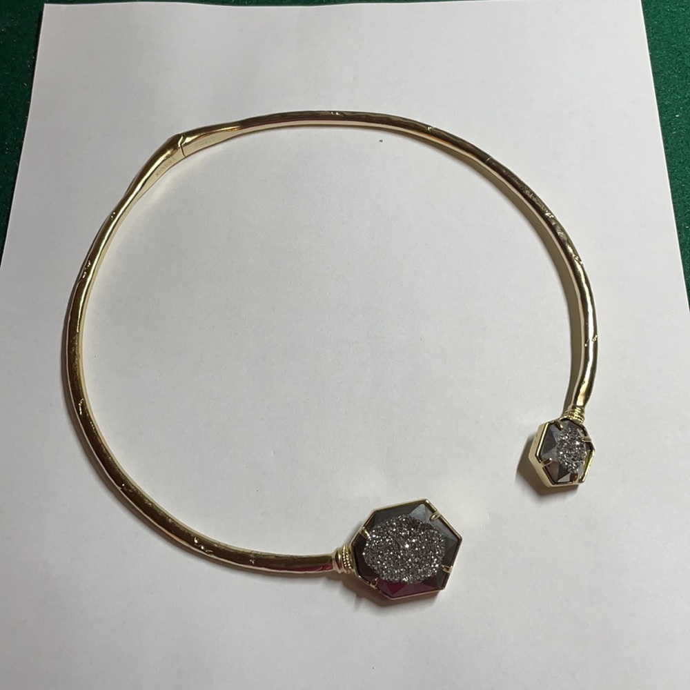 Kendra Scott Grey Drusy choker in Gold